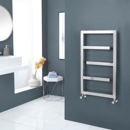 Design Badheizkörper aus Edelstahl Hochglanzpoliert - 880mm x 500mm – 287 Watt – Eclipse