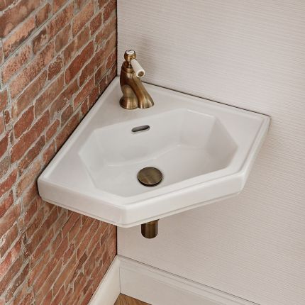 Retro-Hängewaschbecken, Eckeinbau – 450mm x 420mm, mit 1 Hahnloch – Richmond
