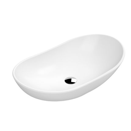 Aufsatzwaschbecken oval 615mm x 360mm (ohne Hahnloch) - Mattweiß