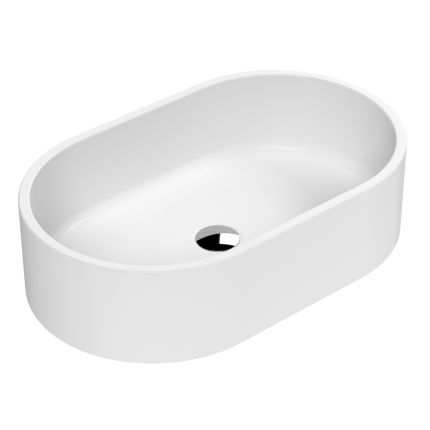 Aufsatzwaschbecken oval 565mm x 350mm (ohne Hahnloch) - Mattweiß
