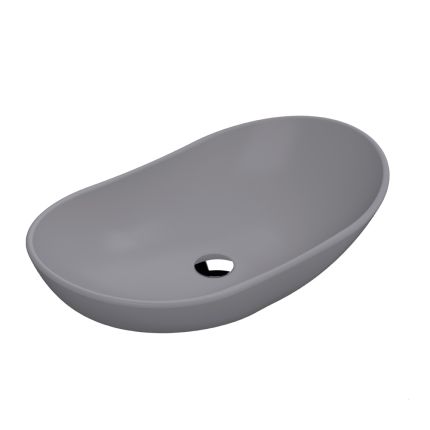 Aufsatzwaschbecken oval 615mm x 360mm (ohne Hahnloch) - Mattgrau