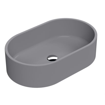 Aufsatzwaschbecken oval 565mm x 350mm (ohne Hahnloch) - Mattgrau