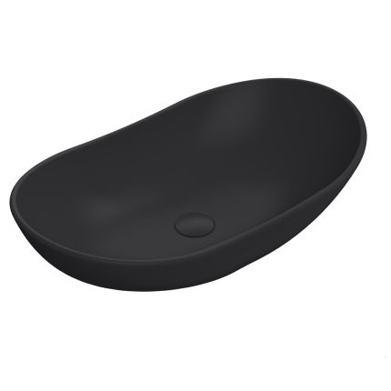 Aufsatzwaschbecken oval 615mm x 360mm (ohne Hahnloch) - Mattschwarz