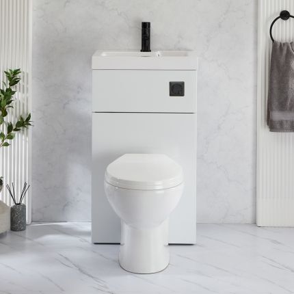 2-in-1-Waschbecken- und WC-Element 500mm x 890mm mit Select-WC | Farbe wählbar - Cluo