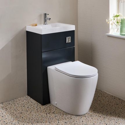 Modernes 2-in-1-Waschbecken- und WC-Element mit Brunswick WC – 500mm x 890mm – Ausführung wählbar - Cluo