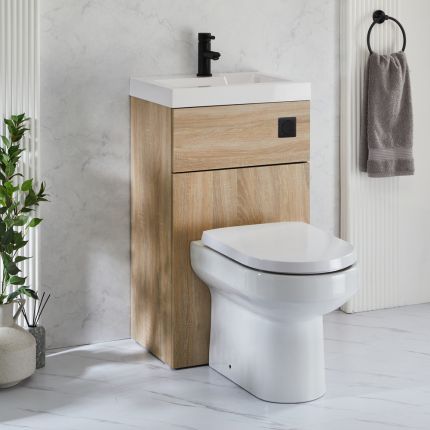 2-in-1-Waschbecken- und WC-Element 500mm x 890mm mit Covelly-WC | Farbe wählbar - Cluo