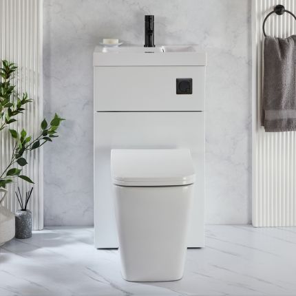 2-in-1-Waschbecken- und WC-Element 500mm x 890mm mit Milton-WC | Farbe wählbar - Cluo