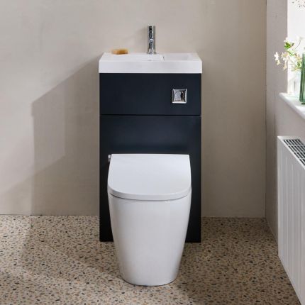 Modernes 2-in-1-Waschbecken- und WC-Element mit Hirayu Dusch-WC – 500mm x 890mm – Ausführung wählbar - Cluo