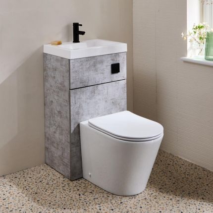 Modernes 2-in-1-Waschbecken- und WC-Element mit Colby WC – 500mm x 890mm – Ausführung wählbar - Cluo