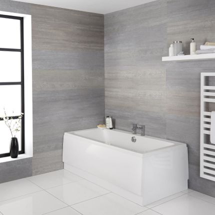 Einbaubadewanne mit 2 Rückenschrägen – Größe, Seiten- & Endverkleidung wählbar – Halwell