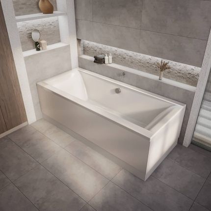 Einbaubadewanne mit 2 Rückenschrägen – Größe, Seiten- & Endverkleidung wählbar – Sandford