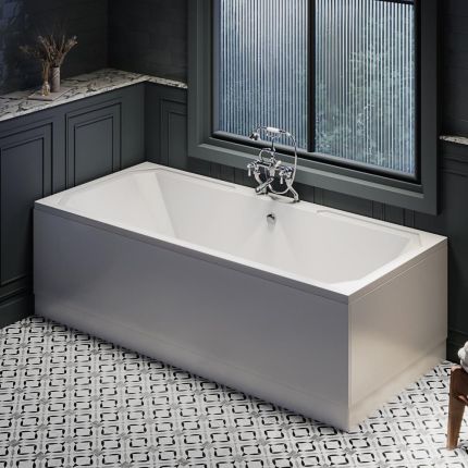 Retro-Einbaubadewanne mit zwei Rückenschrägen 1800mm x 800mm Seiten- & Endverkleidung wählbar – Richmond