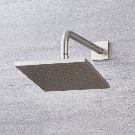 200mm quadratischer Duschkopf mit Wandarm - Gebürstetes Nickel