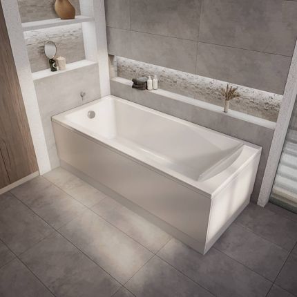 Einbaubadewanne mit einer Rückenschräge - Größe, premium Seiten- & Endverkleidung wählbar – Sandford