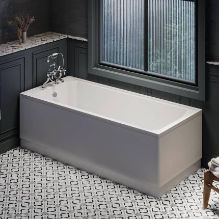 Retro-Einbaubadewanne mit einer Rückenschräge - Größe, premium Seiten- & Endverkleidung wählbar – Richmond