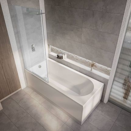 Duschbadewanne inkl. Badewannenaufsatz (Farbe wählbar)  – Größe, Seiten- & Endverkleidung wählbar – Covelly