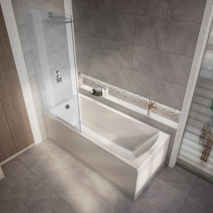 Duschbadewanne inkl. Badewannenaufsatz (Farbe wählbar)  – Größe, Seiten- & Endverkleidung wählbar – Sandford