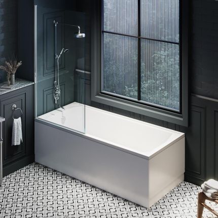 Traditionelle Duschbadewanne inkl. Badewannenaufsatz (Ausführung wählbar) – Größe, Seiten- & Endverkleidung wählbar – Richmond