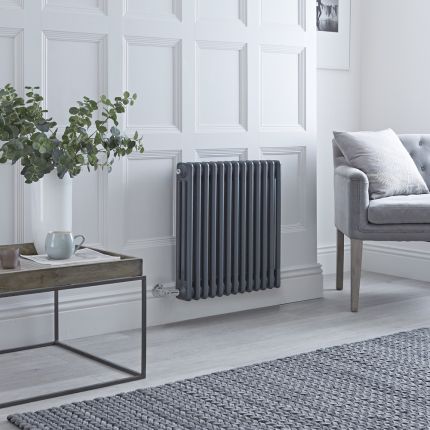 Elektrischer Gliederheizkörper (3 Säulen) Horizontal, Auswahl an Größen & WLAN-Thermostaten | Anthrazit – Regent - ECOSO by Hudson Reed
