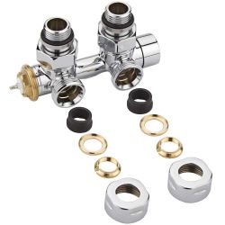 Mittelanschlusgarnitur, Eck, thermostatisch, mit Eurokonus für 14mm Kupferrohr, Chrom