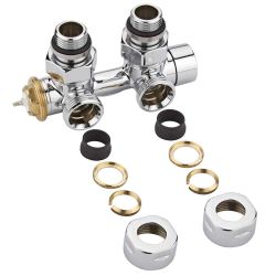 Mittelanschlussgarnitur, Eck, thermostatisch, Eurokonus für 16mm Kupferrohr, Chrom