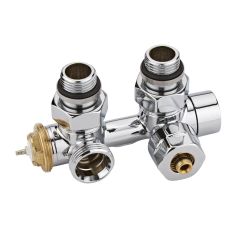 Mittelanschlussgarnitur, Eck, thermostatisch, Eurokonus für 14mm Kunststoff-Mehrschichtverbundrohr, Chrom