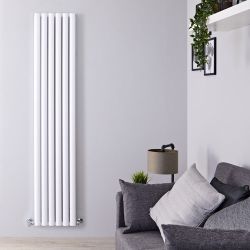 Aluminium Design Heizkörper Vertikal Weiß 1800mm x 350mm 1388W (doppellagig) - Revive Air