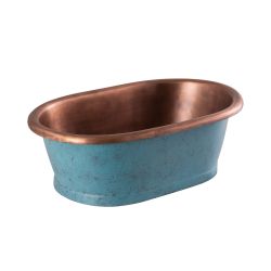Traditionelles Kupfer Aufsatzwaschbecken 530mm x 345mm (ohne Hanloch) - Kupfer/Patinata Blau