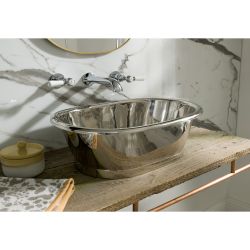 Traditionelles Kupfer Aufsatzwaschbecken 530mm x 345mm (ohne Hanloch) - Nickel