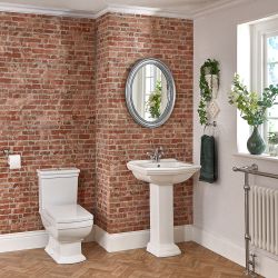 1-Loch Stand-Waschbecken mit Säule und Stand-Toilette Set - Chester