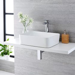 Aufsatzwaschbecken, rechteckig – 480mm x 370mm, ohne Hahnloch - Alswear