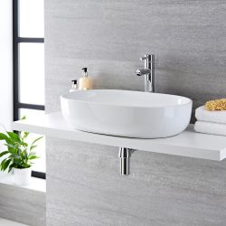 Aufsatzwaschbecken, oval – 590mm x 425mm, ohne Hahnloch – Otterton