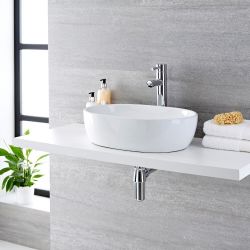 Aufsatzwaschbecken, oval – 480mm x 350mm, ohne Hahnloch - Otterton