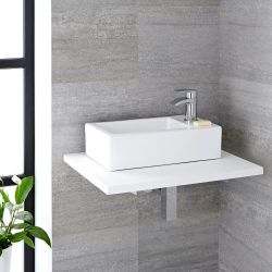 Aufsatzwaschbecken, rechteckig – 450mm x 250mm, mit 1 Hahnloch - Sandford