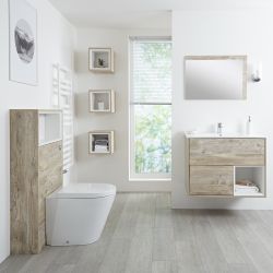 Badezimmerset 800mm Waschtischunterschrank & WC mit Spülkastenverkleidung - Helle Eiche - Hoxton
