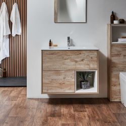 Hängender Waschtischunterschrank 810mm inkl. Waschbecken | Farbe & LED wählbar - Hoxton