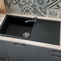 Rocklite Bredon - Küchenspüle aus Verbundwerkstoff mit reversibler Abtropffläche - Ausführung wählbar