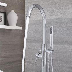 Freistehende Einhebel-Badewannenarmatur inkl. Handbrause rund – Finish Wählbar