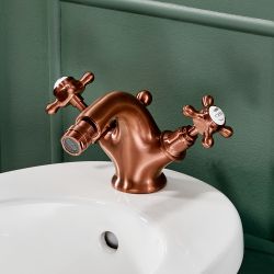 Bidet Armatur mit Zugstangen-Ablaufgarnitur, Kreuzgriffe - Wählbares Finish - Elizabeth
