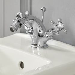 Hudson Reed Elizabeth - Bidet Armatur mit Zugstangen-Ablaufgarnitur & Kreuzgriffen - Wählbares Finish