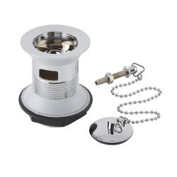 Retro-Ablauf für Waschbecken inkl. Kette mit Überlauf Chrom - Elizabeth