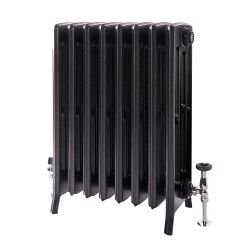 Gusseisen-Heizkörper (4-Säulen) – Höhe 660mm, Breite auswählbar – antike Graphit-Optik – Isabel
