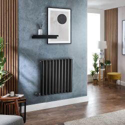 Elektrischer Design-Heizkörper Horizontal | Größe & WLAN-Heizelement wählbar | mit Stecker oder zur Festverdrahtung, Schwarz – Revive - ECOSO by Hudson Reed
