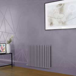 Elektrischer Design Heizkörper (einlagig), horizontal, H 635mm - Lila (Dahlia Purple) - Breite, Thermostat und Kabelabdeckung wählbar - Revive