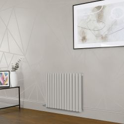 Elektrischer Design Heizkörper (einlagig), horizontal, H 635mm - Weiß (Pearl White) - Breite, Thermostat und Kabelabdeckung wählbar - Revive