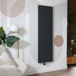 Elektrischer Design-Heizkörper Vertikal 1800mm | mit WLAN-Heizelement inkl. Stecker oder zur Festverdrahtung | Breite wählbar - Anthrazit – Ria - ECOSO by Hudson Reed