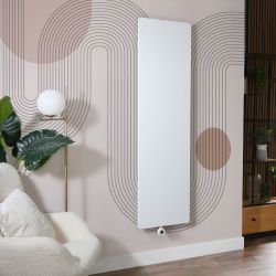 Elektrischer Design-Heizkörper Vertikal 1800mm | mit WLAN-Heizelement inkl. Stecker oder zur Festverdrahtung | Breite wählbar - Weiß – Ria - ECOSO by Hudson Reed