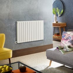 Elektrischer Design-Heizkörper Horizontal | Größe & WLAN-Heizelement wählbar | mit Stecker oder zur Festverdrahtung, Weiß – Slone - ECOSO by Hudson Reed