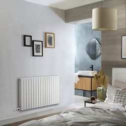 Elektrischer Design-Heizkörper Horizontal | Größe & WLAN-Heizelement wählbar|mit Stecker oder zur Festverdrahtung, Weiß – Slone - ECOSO by Hudson Reed