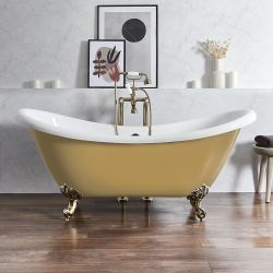 Freistehende Badewanne mit zwei erhöhten Rückenschrägen, 1750mm x 730mm | Farbanstich und Farbe der Füße wählbar – Oxford